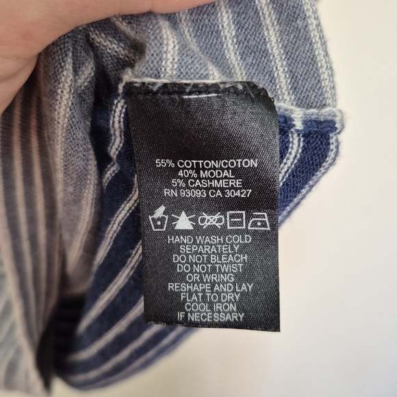 Nic+Zoe Women’s Blue & Grey Striped Cowl Neck Sweater – Size M - Picture 5 of 6